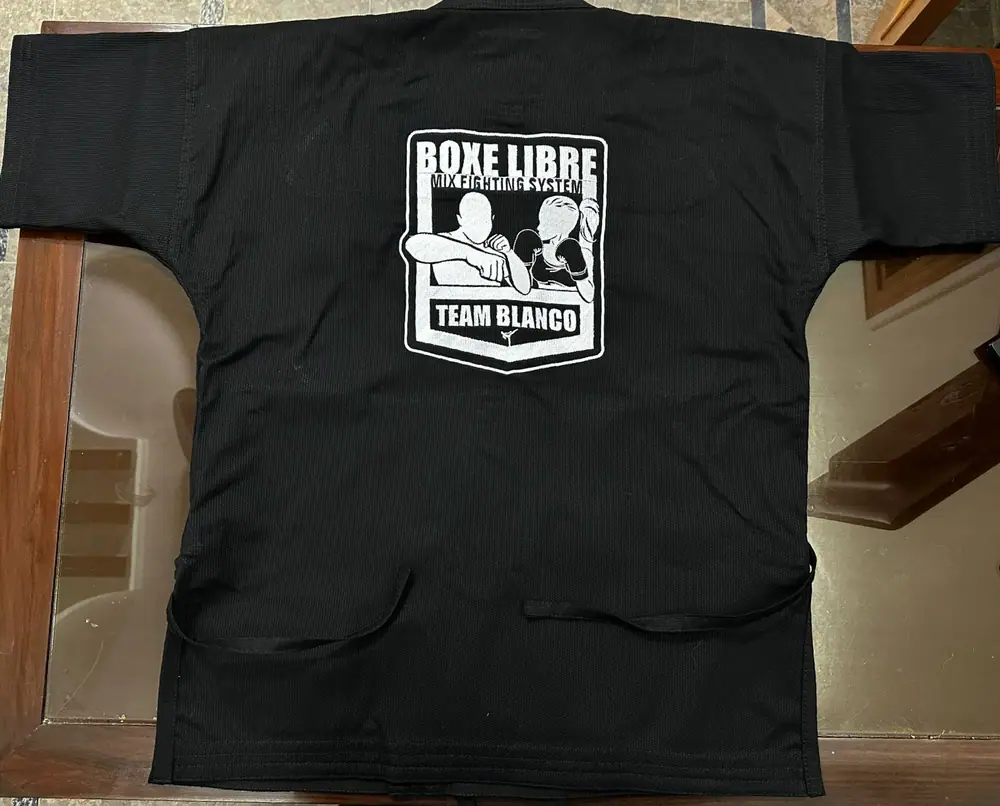 Giacca da combattimento Boxe Libre Team Blanco, logo ricamato sul retro